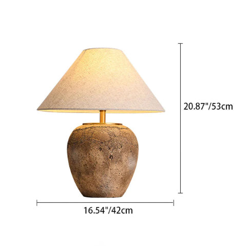 Shabby Chic Cone Fabric Ceramic Table Lamp - 1-Light Design for Bedroom