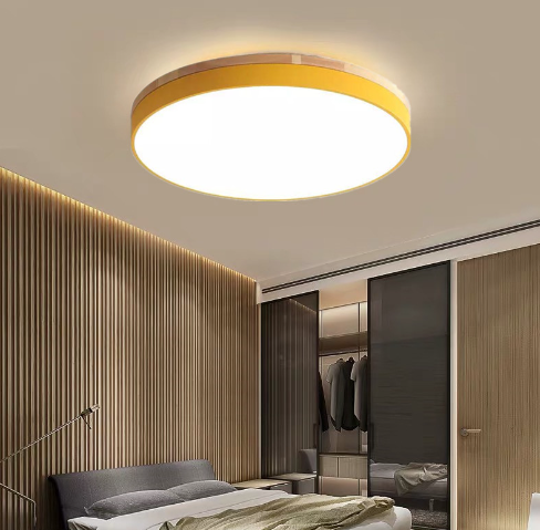 Minimalist Round LED Flush Mount Ceiling Light - Macaron Design for Bedroom