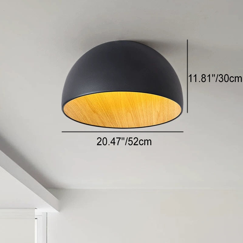Modern Wooden Bowl LED Flush Mount Ceiling Light
