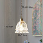French Walnut Jellyfish Glass Pendant Light - 1-Light Fixture for Living Room