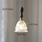 French Walnut Jellyfish Glass Pendant Light - 1-Light Fixture for Living Room
