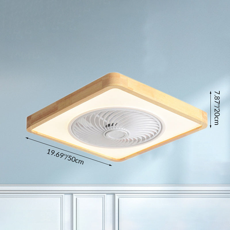 Contemporary Wood Geometric LED Semi-Flush Mount Ceiling Fan Light