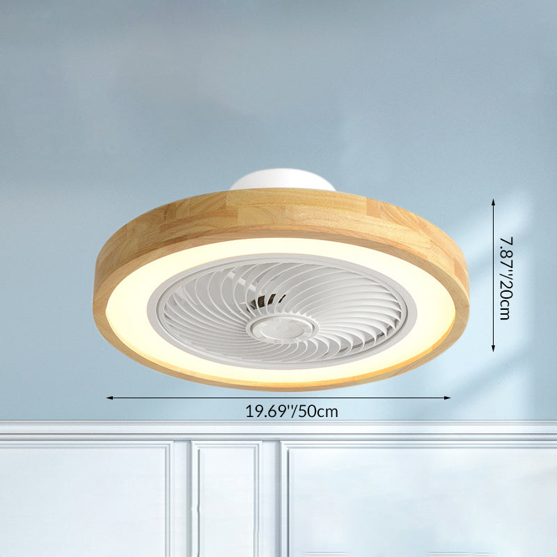 Contemporary Wood Geometric LED Semi-Flush Mount Ceiling Fan Light
