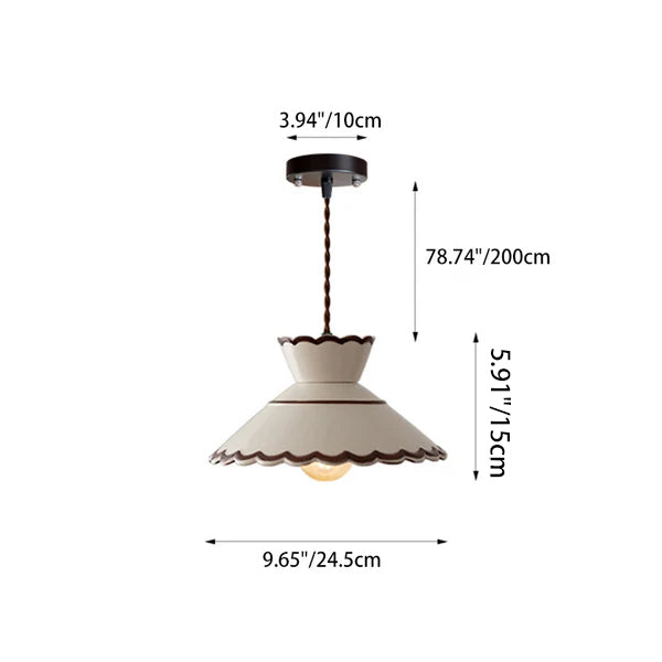 Premium French Ceramic & Iron Cone Pendant Light for Bedroom and Living Room
