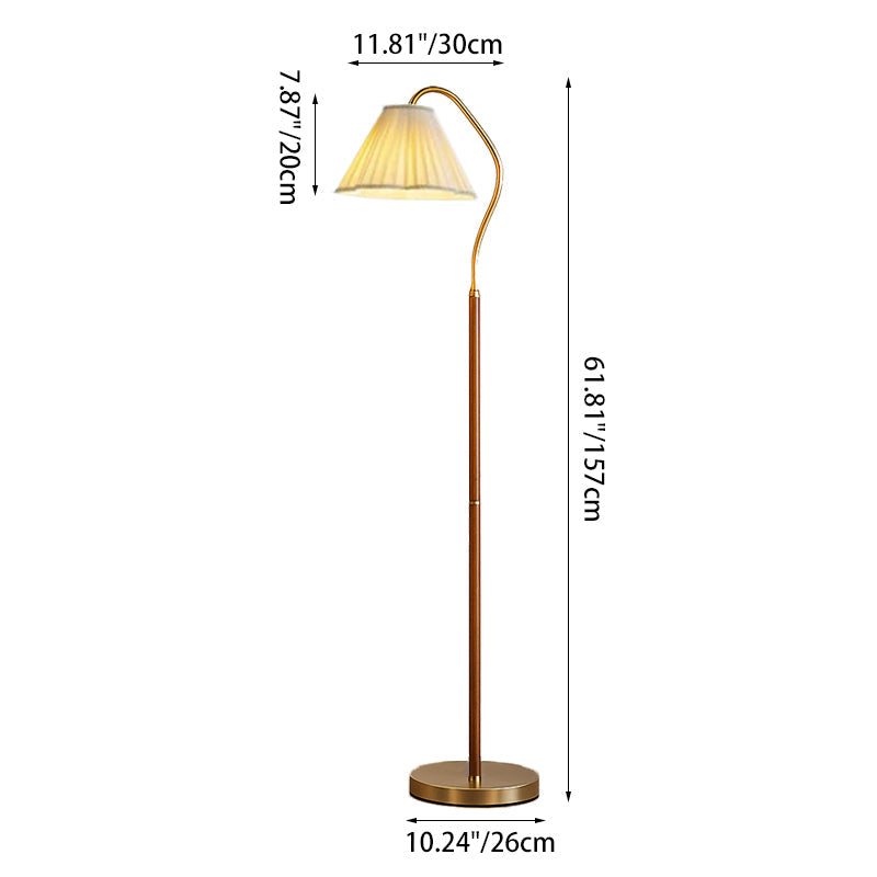 Japanese Vintage Floral Solid Wood Floor Lamp