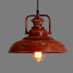 Vintage Red Rust Single Dome Pendant Light