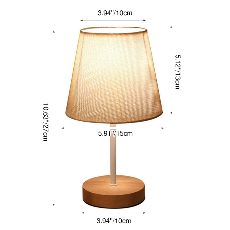 Nordic Vintage Fabric and Wood LED Table Lamp
