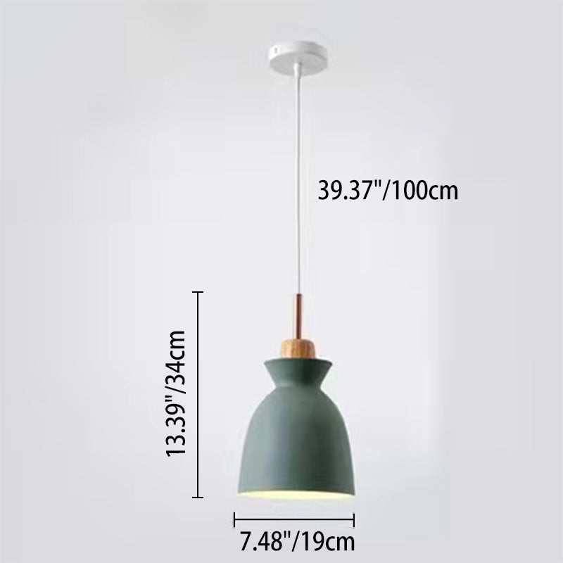 Oak & Iron Cone Pendant Light