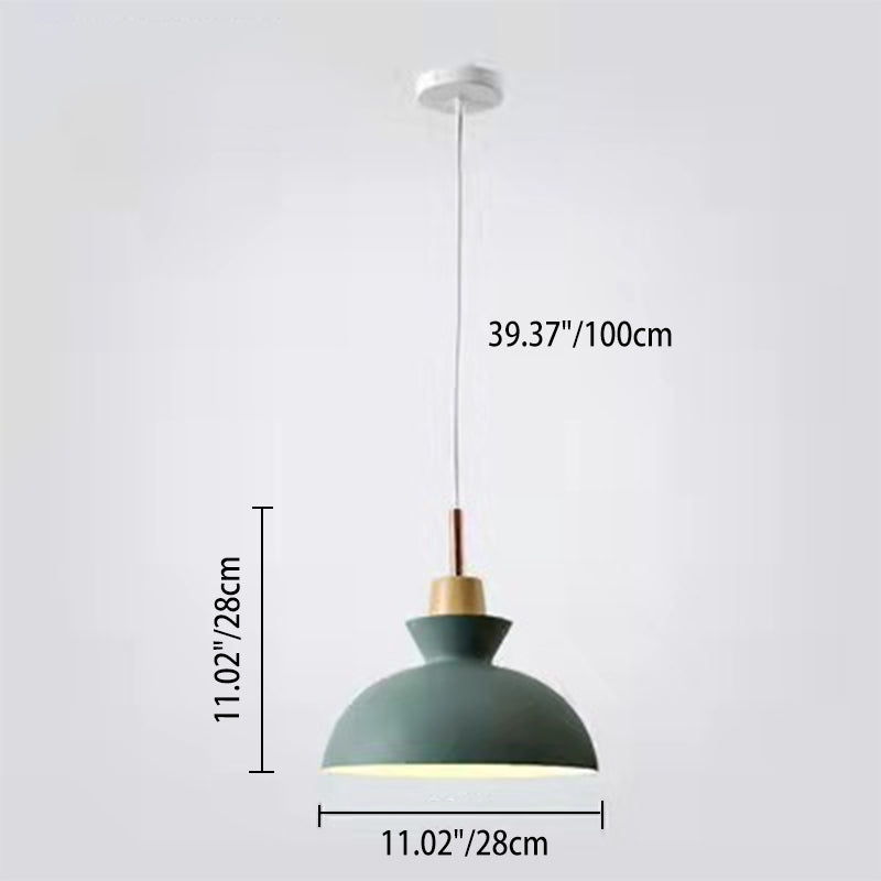 Oak & Iron Cone Pendant Light