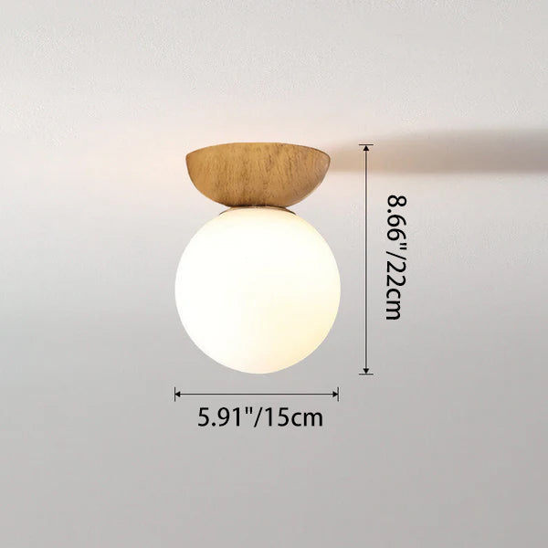 Contemporary Glass and Iron Orb 1-Light Semi-Flush Mount
