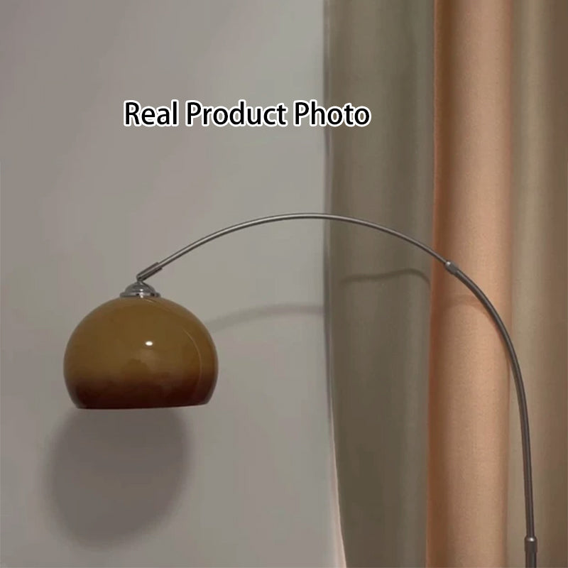Scandinavian Glass Round Shade Floor Lamp - 1-Light Iron Design for Living Room