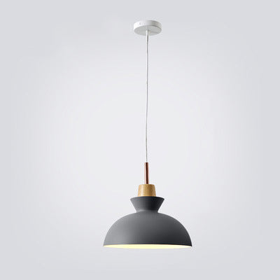 Oak & Iron Cone Pendant Light