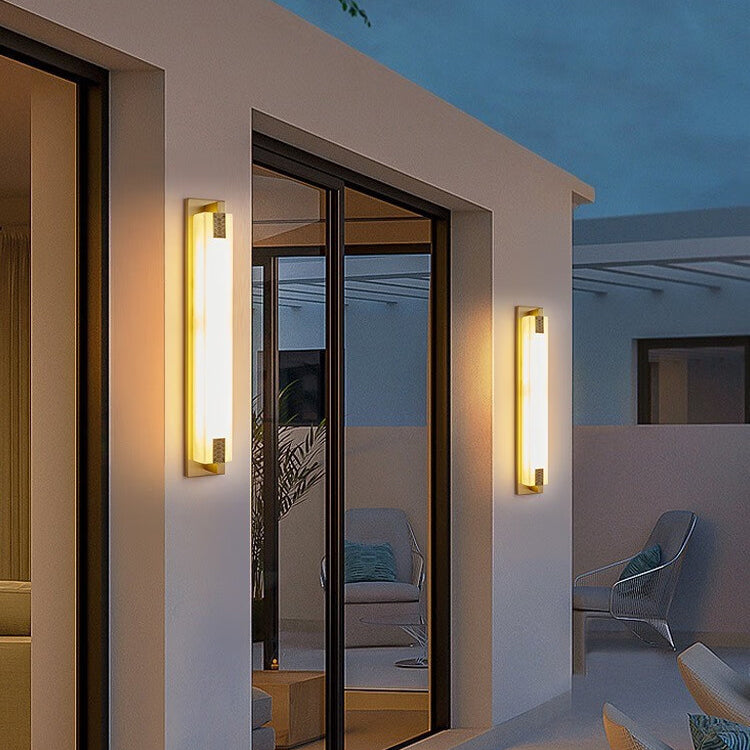 Rectangular Copper Marble LED Outdoor Wall Sconce
