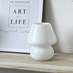 Contemporary Striped Mushroom Glass Table Lamp - 1 Light