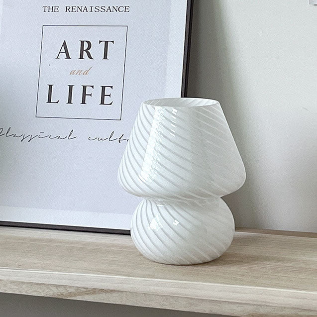 Contemporary Striped Mushroom Glass Table Lamp - 1 Light