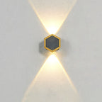 Premium Hexagonal Black and Gold LED Outdoor Wall Sconce