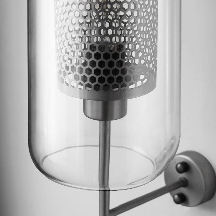 Industrial Cylinder Glass Wall Sconce