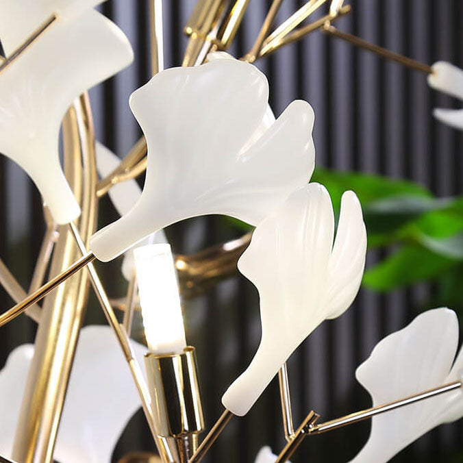 Premium Ginkgo Leaf 5-Light Floor Lamp - Nordic Acrylic & Iron Design