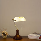 Vintage Solid Wood Glass Table Lamp with Zipper Shade - 1 Light