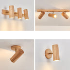 Japanese Minimalist Solid Wood Flush Mount Ceiling Light - Available in 1, 3, or 4 Lights