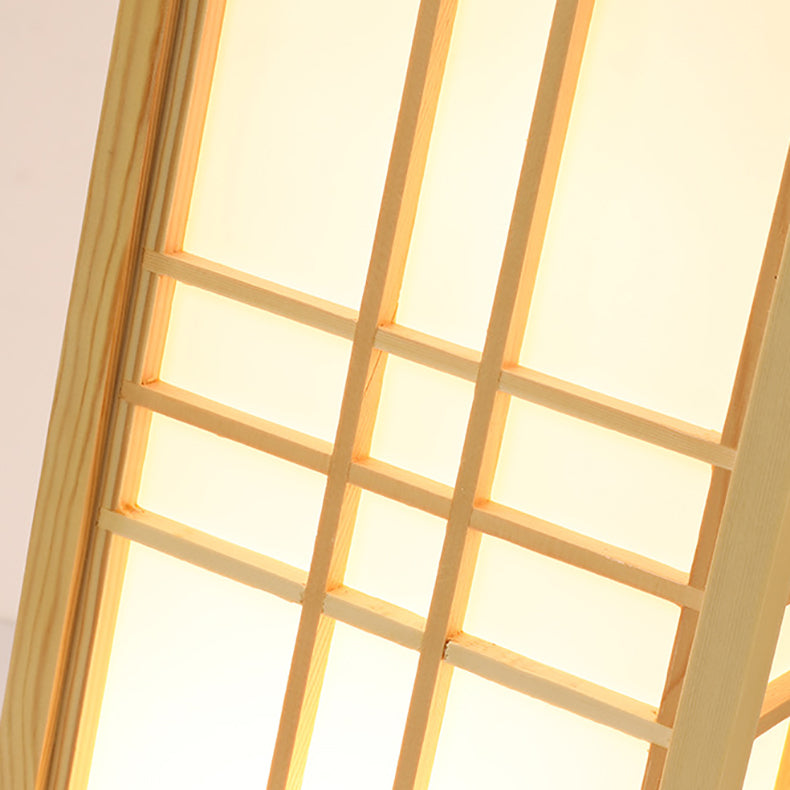 Japanese Wood and Acrylic Rectangular Floor Lamp - 1/2/3 Light Options for Bedroom