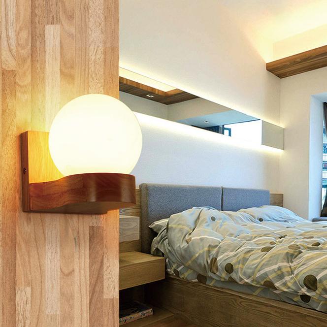 Nordic Solid Wood Ball Wall Sconce