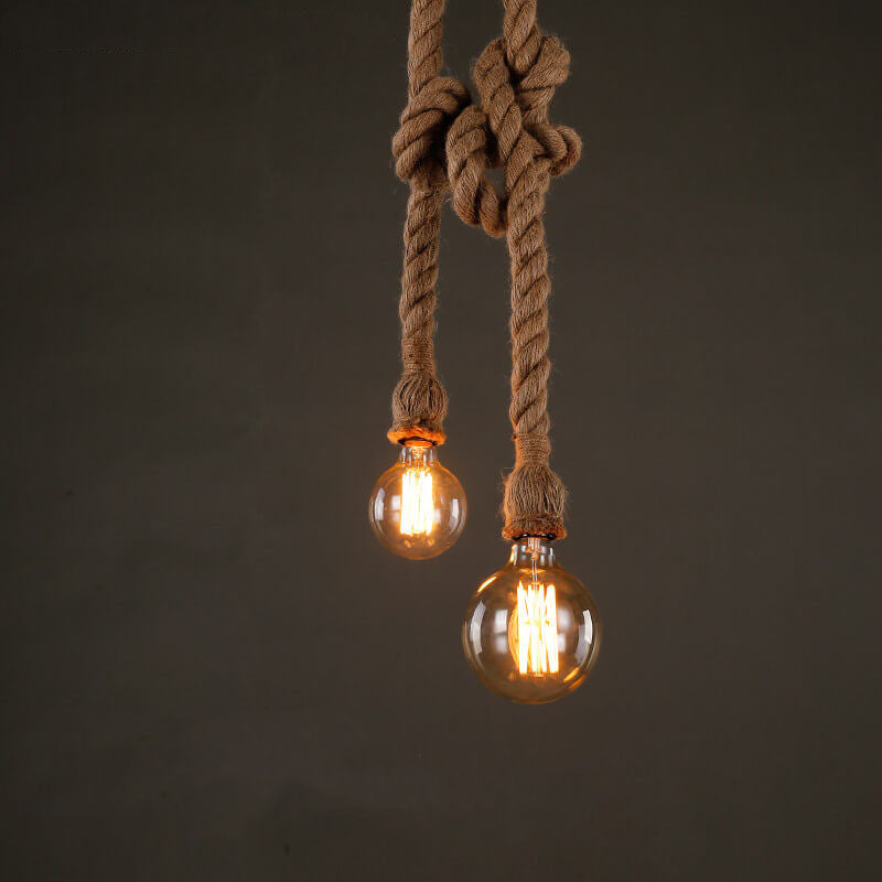 Premium Industrial Hemp Rope 1/2-Light Pendant Lamp