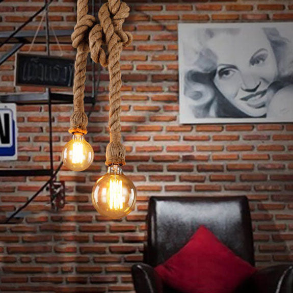 Premium Industrial Hemp Rope 1/2-Light Pendant Lamp