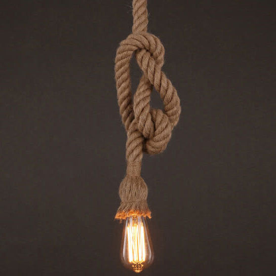 Premium Industrial Hemp Rope 1/2-Light Pendant Lamp