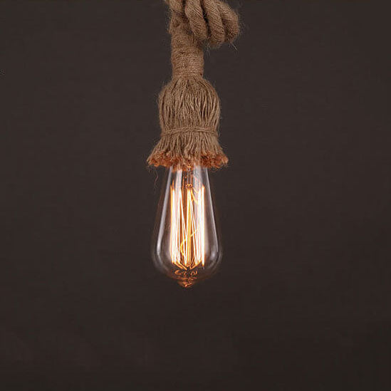 Premium Industrial Hemp Rope 1/2-Light Pendant Lamp