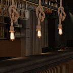 Premium Industrial Hemp Rope 1/2-Light Pendant Lamp
