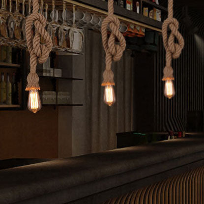 Premium Industrial Hemp Rope 1/2-Light Pendant Lamp