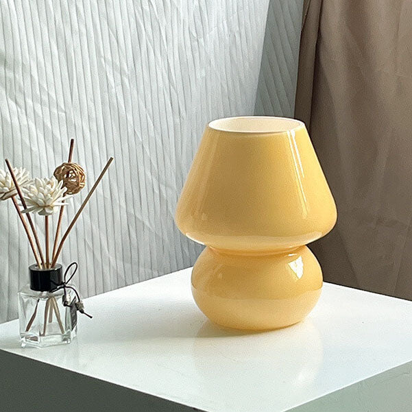 Contemporary Striped Mushroom Glass Table Lamp - 1 Light