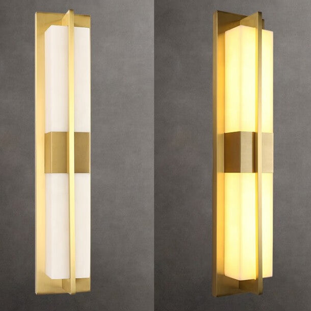 Rectangular Copper Marble LED Outdoor Wall Sconce