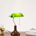 Vintage Solid Wood Glass Table Lamp with Zipper Shade - 1 Light