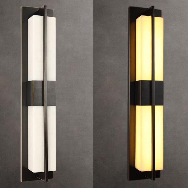 Rectangular Copper Marble LED Outdoor Wall Sconce