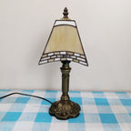 Vintage European Tiffany Square Stained Glass Table Lamp - 1 Light