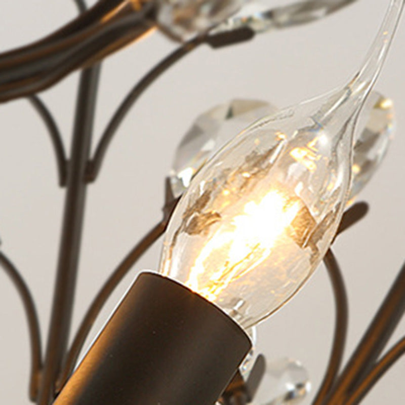 European Style Iron and Crystal Semi-Flush Mount Ceiling Light - 4/5/6 Lights for Living Room