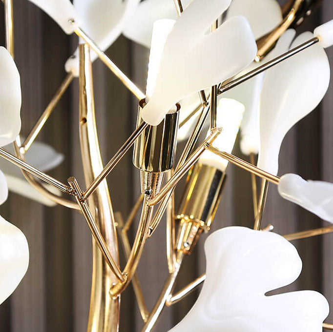 Premium Ginkgo Leaf 5-Light Floor Lamp - Nordic Acrylic & Iron Design