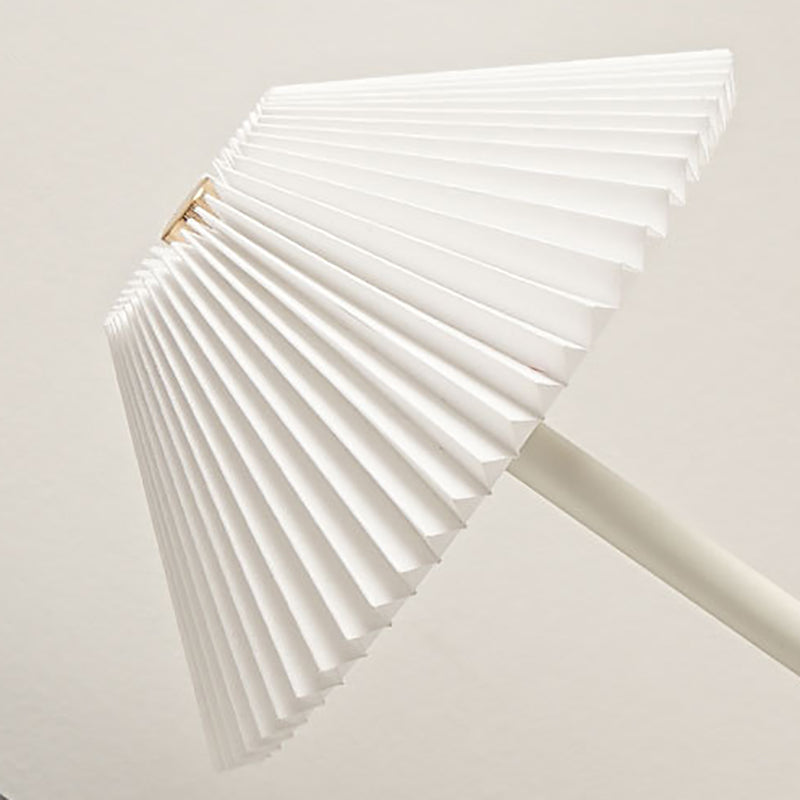 Scandinavian Rechargeable Conic Pleated Table Lamp - 1-Light Bedside Design