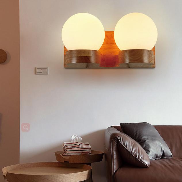 Nordic Solid Wood Ball Wall Sconce