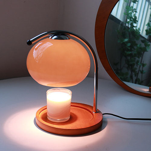 Premium Vintage Glass Dome Table Lamp with Solid Wood Base - 1-Light Melting Wax Design