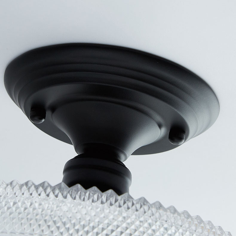 Nordic Vintage Floral Round Semi-Flush Mount Ceiling Light