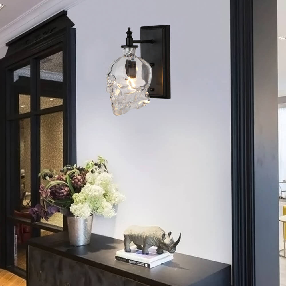 Modern Round Skull Glass Wall Sconce Lamp