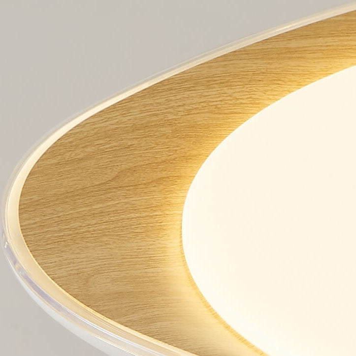 Contemporary Wood Grain Pebble LED Flush Mount Ceiling