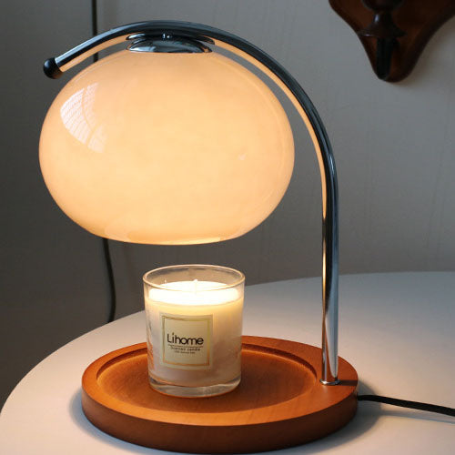 Premium Vintage Glass Dome Table Lamp with Solid Wood Base - 1-Light Melting Wax Design