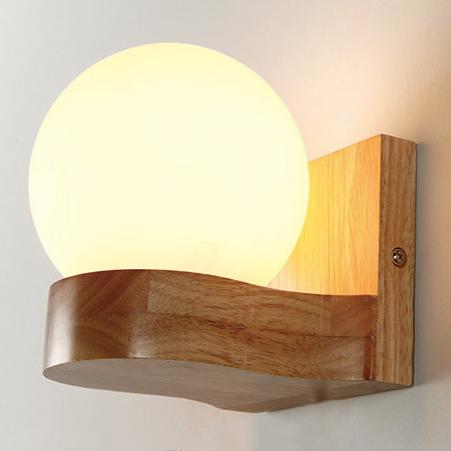 Nordic Solid Wood Ball Wall Sconce