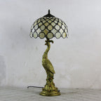 Vintage Tiffany Peacock Glass Dome Table Lamp - 1-Light