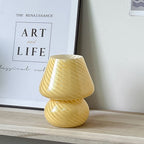 Contemporary Striped Mushroom Glass Table Lamp - 1 Light
