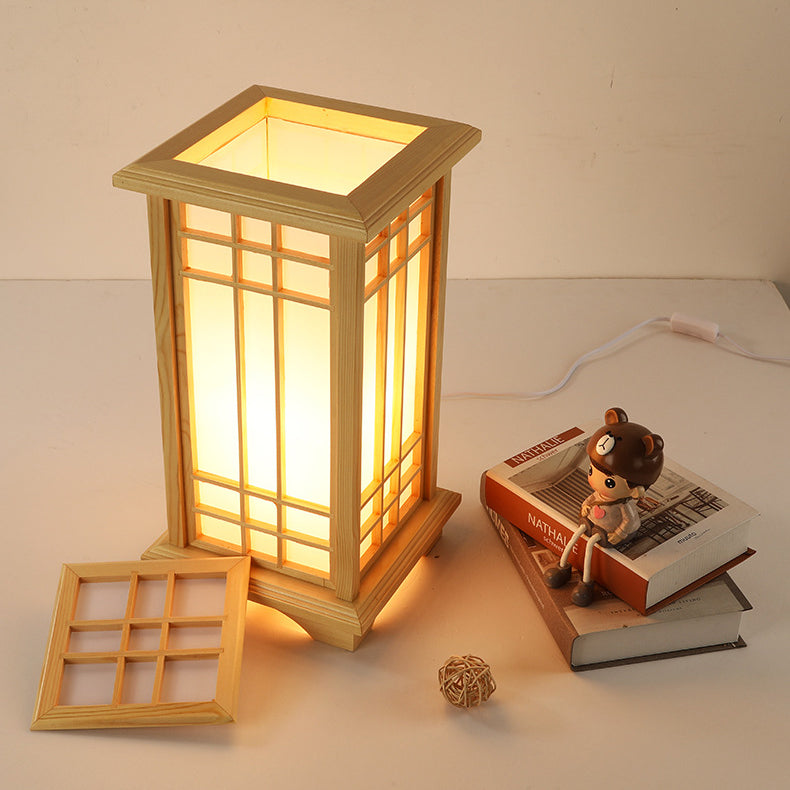 Japanese Wood and Acrylic Rectangular Floor Lamp - 1/2/3 Light Options for Bedroom